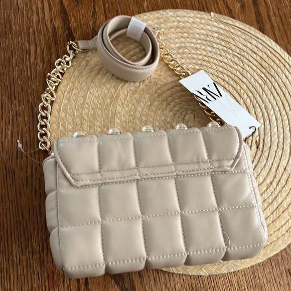 Zara beige Guilted Mini Crossbody Shoulder Bag - Picture 10 of 11